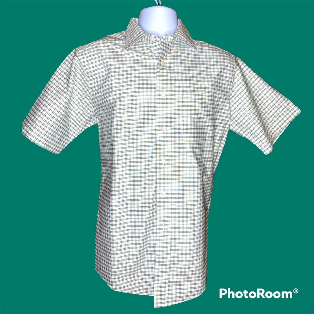 L.L Bean Men's Wrinkle-Free Green Check Shirt, Traditional Fit